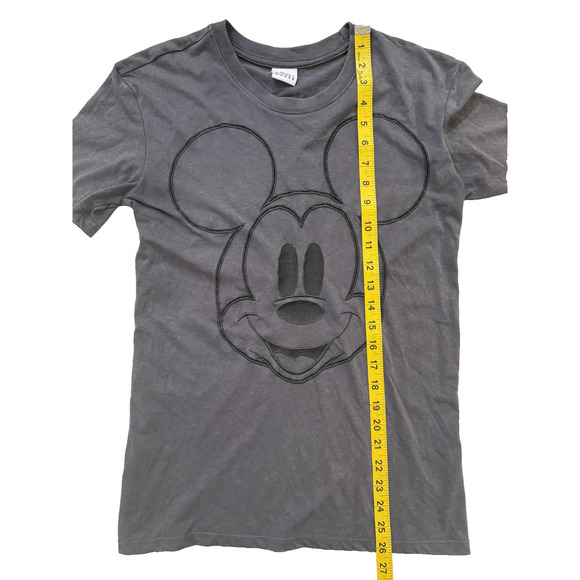 Disney Mickey Mouse Shirt Women Medium Gray Embroidered Classic Cartoon Back Hit - Picture 5 of 7